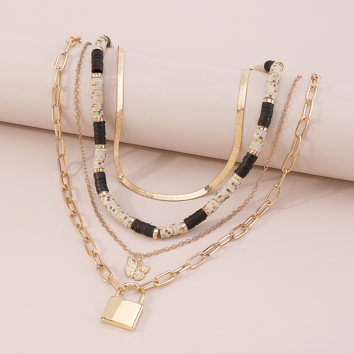 Ethnic Style Butterfly Lock Alloy Iron Copper Plating Pendant Necklace