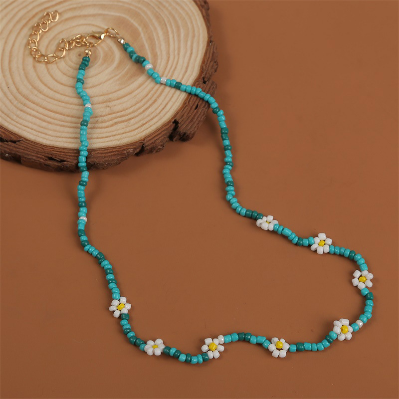 Farbe handgemachte Reisperlenblume bhmische lange Halskette Grohandel Nihaojewelrypicture11