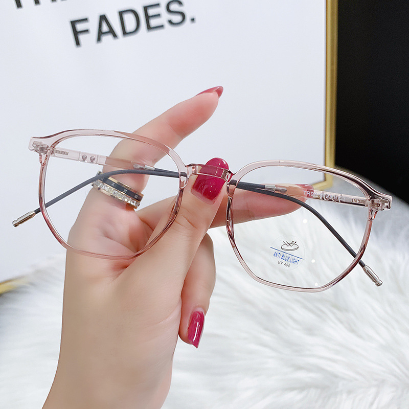 Moda tr90 anti-azul luz gafas red de las mujeres rojo polígono Irregular marco gafas moda asférica miopía gafas