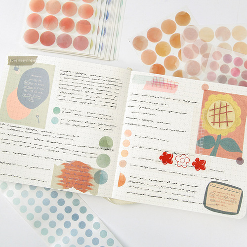 Nine ink salt watercolor dot sticker gift box cross-border creative simple handbook mark sticker material collage sticker