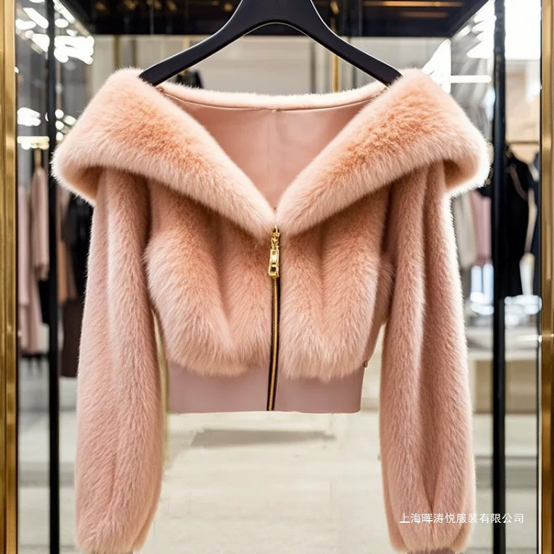 Зимний фиолетовый бархатный короткий жакет, стиль Chanel, высокая талия
