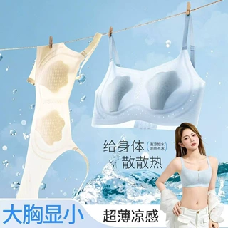 轻薄款大胸显小内衣女全罩杯上托提拉防下垂收副乳无钢圈大码文胸
