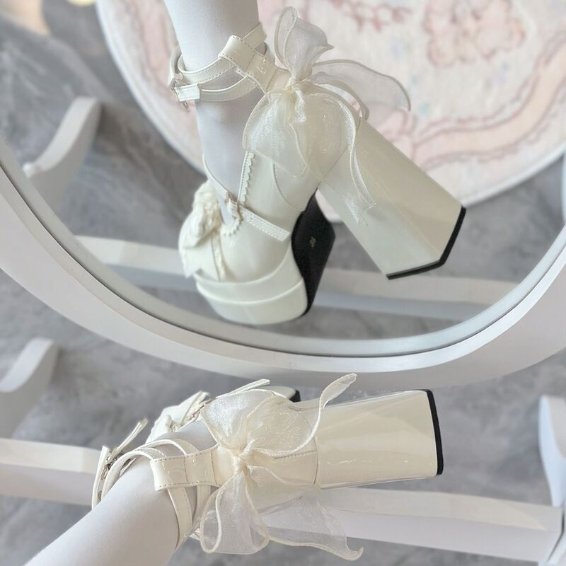 Shanlida Di's New Lolita Shoes Round-Toe Shoes Sweet and Cute 4.0 Lolita Party High Heels Lo