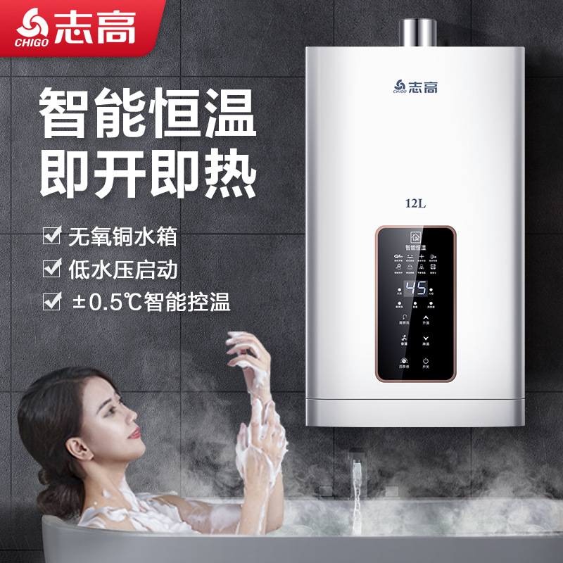 燃气热水器家用12升恒温天然气液化气煤气强排式平衡式零冷水