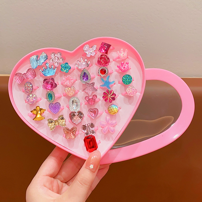 Anillo para niños Anillo de diamantes de simulación de princesa Anillo de piedras preciosas de cristal para niñas Lindas joyas de diamantes de imitación Joyas de diamantes image 13