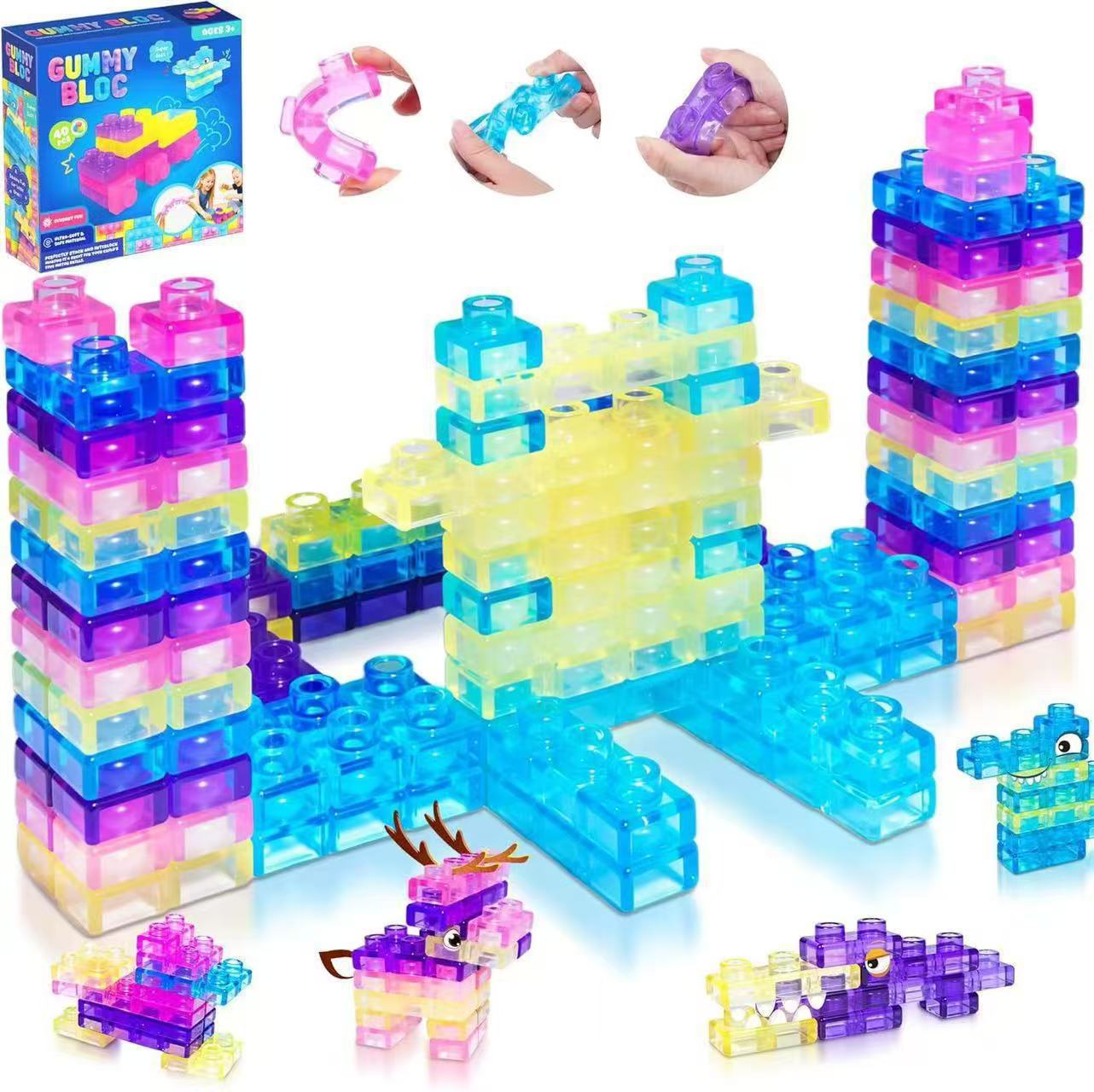 Transfronterizo Sensory Soft Building Jelly Blocks Glue Soft Descompress Set Juguetes Descompress