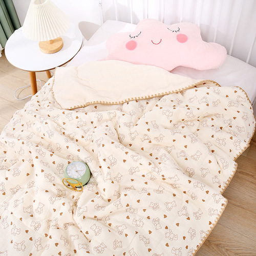 4-layer pure cotton gauze lace blanket kindergarten baby nap blanket children's blanket newborn baby blanket towel quilt