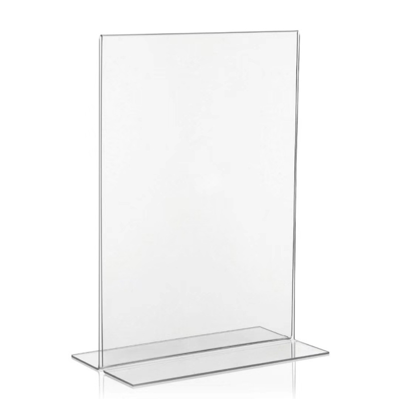 Exhibidor de Mesa Vertical A4 Transparente de Doble Cara, con Soporte Integrado en Forma de T, para Menús, Tarjetas de Presentación, Folletos Publicitarios