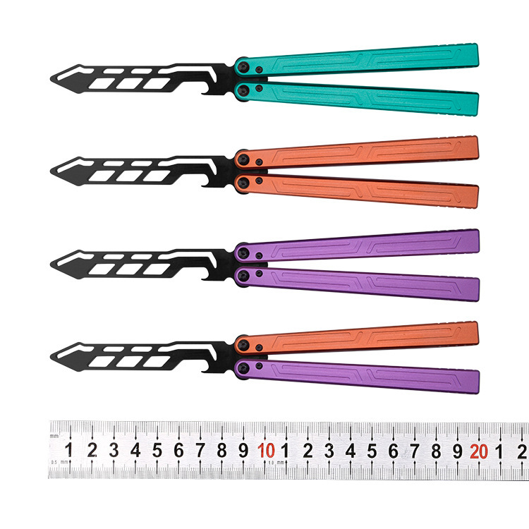 Cuchillo de mariposa CSGO periférico al aire libre práctica cuchillo no corte mango de aluminio entrenamiento cuchillo plegable práctica herramienta en stock al por mayor