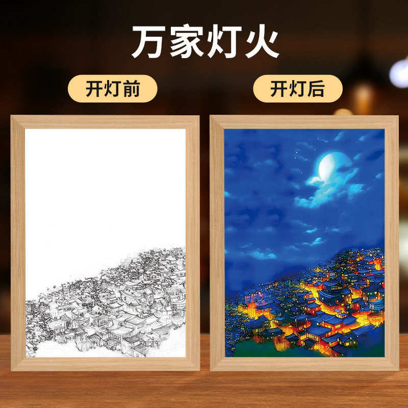ディザトーンDIY創意フレーム画照明画置物両用鏡フレーム画完璧な世界火影包郵便|undefined