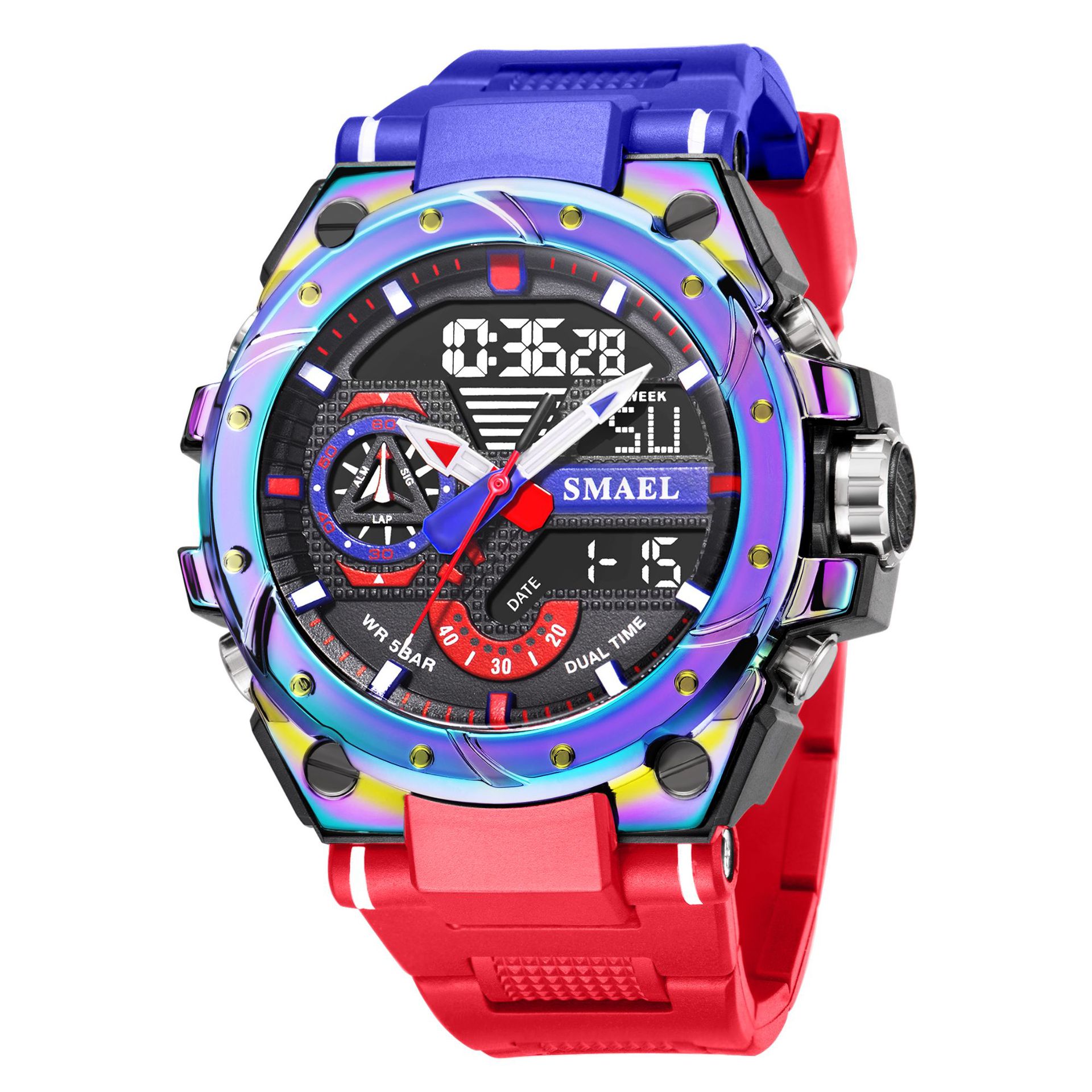 Reloj digital SMAEL 8060 para hombre, deportivo, multifuncional, de aleación, con esfera grande.