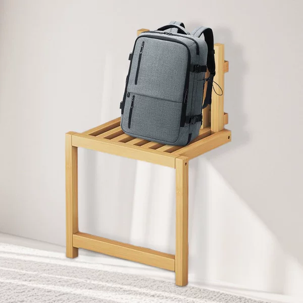 Foreign trade style solid wood foldable entryway shoe changing bench with wall-mounted storage shelf for home use, invisible shoe changing bench for the foyer