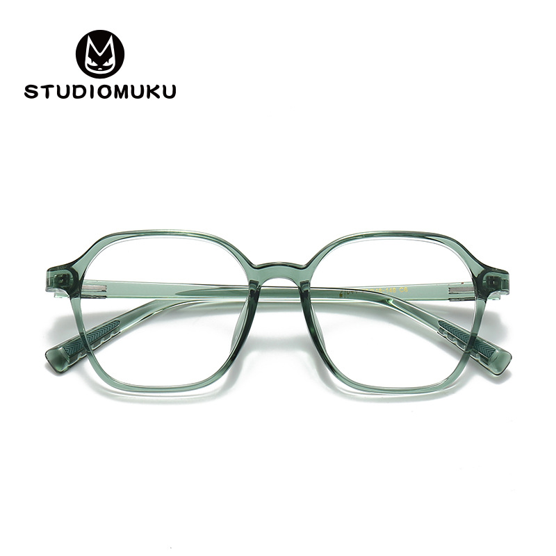 STUDIOMUKU madera fresco gafas polígono marco gafas marco decorativo liso gafas transparente marco gafas