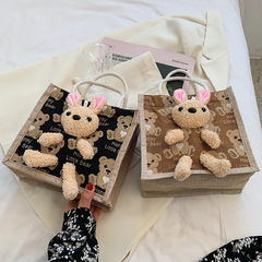 Cute Canvas Bento Lunch Bag 2023 Korean Style Fashion Tote Bag Office Worker Outing Shoulder Bag Japanese Small Crossbody Bag