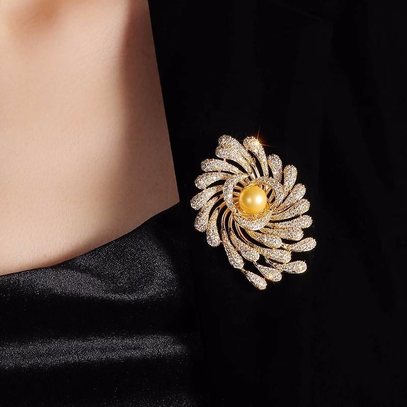 Elegante Blumen Und Feuerwerk Perlen Brosche Für Sakko_voghion.com