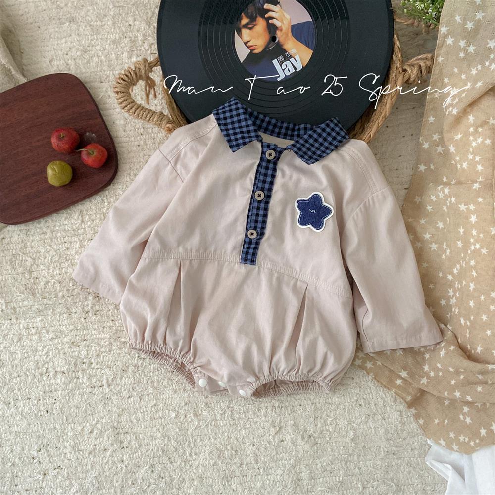 2025 nuevo producto primavera versión coreana de una pieza de dibujos animados estrella vaquero hombre bebé estilo occidental bebé abrigo de manga larga