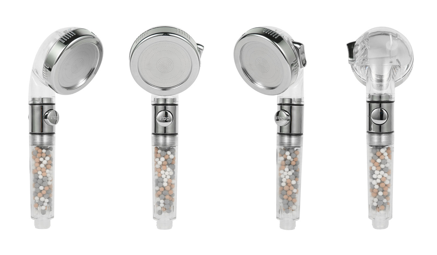 Three-piece set of cross-border three-level water outlet filtration waterstop showerhead, pressurized shower head, negative ion water purification showerhead Specification drawing