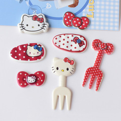 かわいい猫の蝶結びのアクセサリーのフォークの部品の髪飾りクリームゴムdiy材料の卸売り