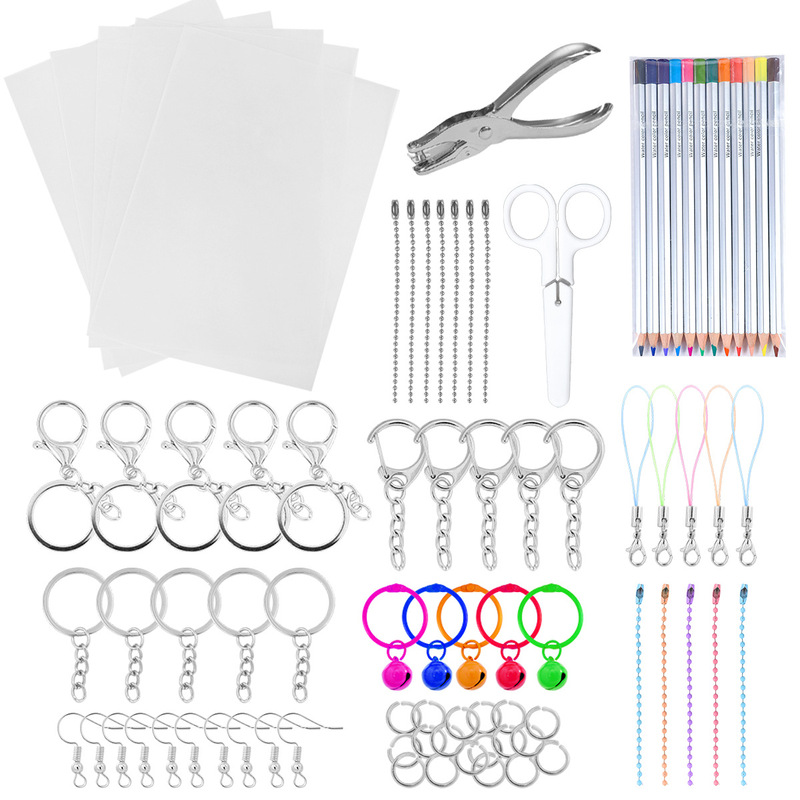 Cross-Border Heat Shrink Film Material Set DIY Beginner's Kit Handmade Heat Shrink Film Earrings Keychain Small Pendant A4/A5