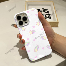 外贸榜单粉色卡通彩虹星星适用苹果17pro菲林手机壳16/15plus大孔