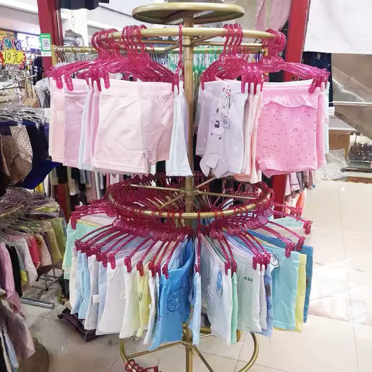 服装店内衣内裤展示架短裤文胸中岛架圆形多层旋转升降布料挂衣架