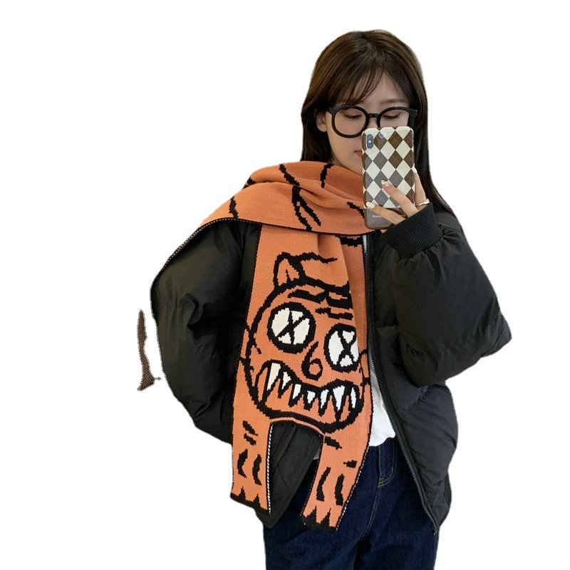 Eltern-Kind-Schal aus koreanischer, schicker, weicher Mädchenschal aus Jacquard-Strickgarn mit Tiermotiv zur Reduzierung des Alters, Schülerschal_voghion.com