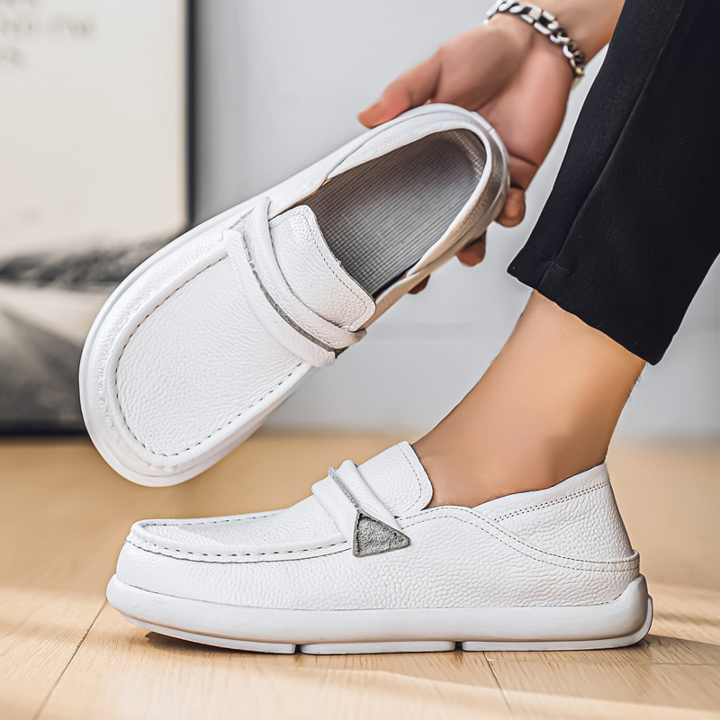 Zapatos perezosos moda de verano zapatos de cuero de cabeza grande de todo fósforo zapatos casuales cómodos de suela suave para hombres zapatos de negocios de moda para hombres