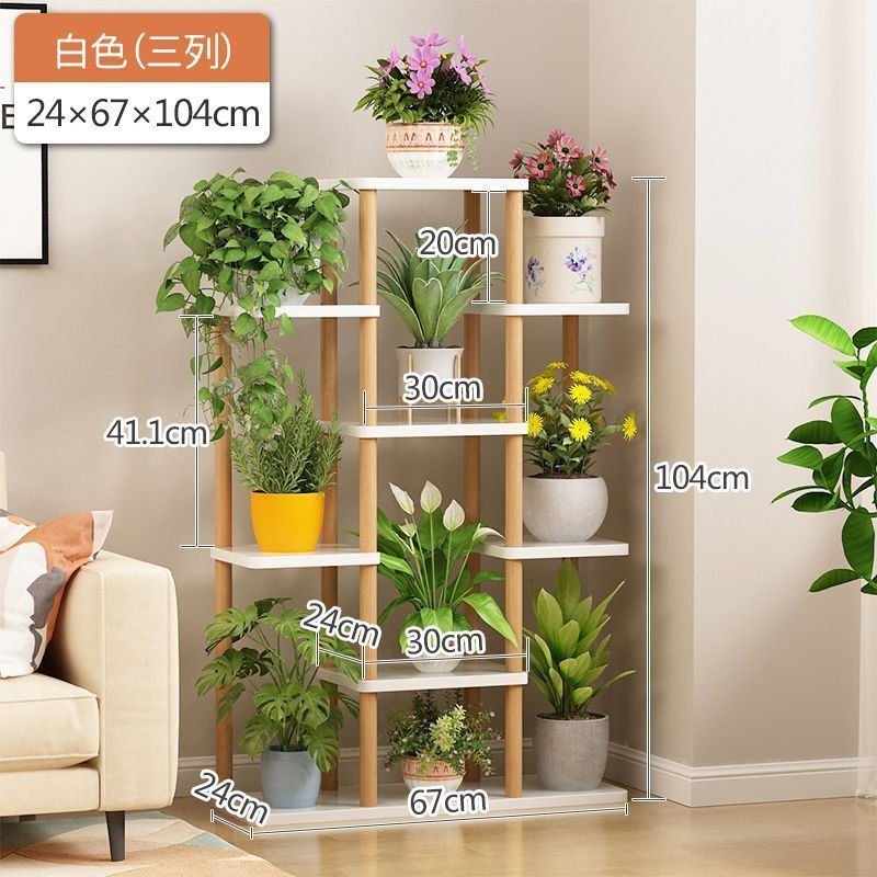 Estante de flores estante de madera sólida interior piso de decoración sala de estar estante de flores estante de rosa verde para el hogar interior