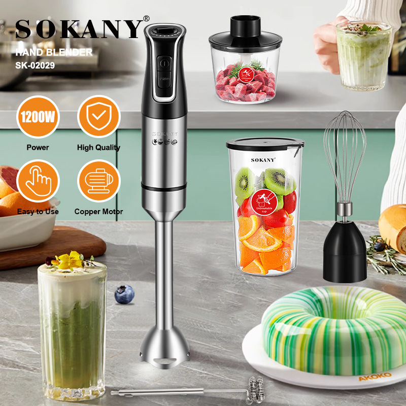 Cross-Border European Standard Handheld Cooking Stick Multi-Functional 5-in-1 Blender Meat Grinder Egg Beater 6-Speed Adjustment