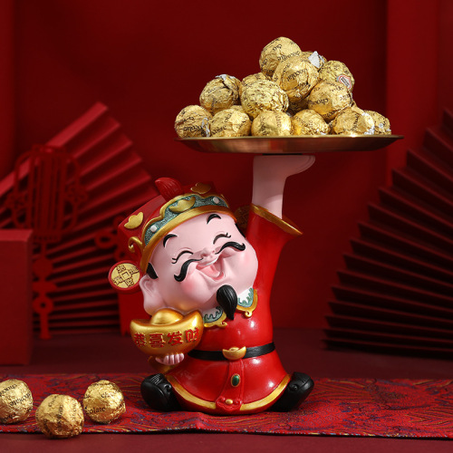 New Year God of Wealth Ashtray God of Wealth Candy Key Tray Ornament Mobile Phone Holder Shaking Car Ornament Gift