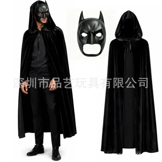 万圣节蝙蝠侠黑色连帽披风斗篷角色扮演派对表演装扮服饰节日氛围