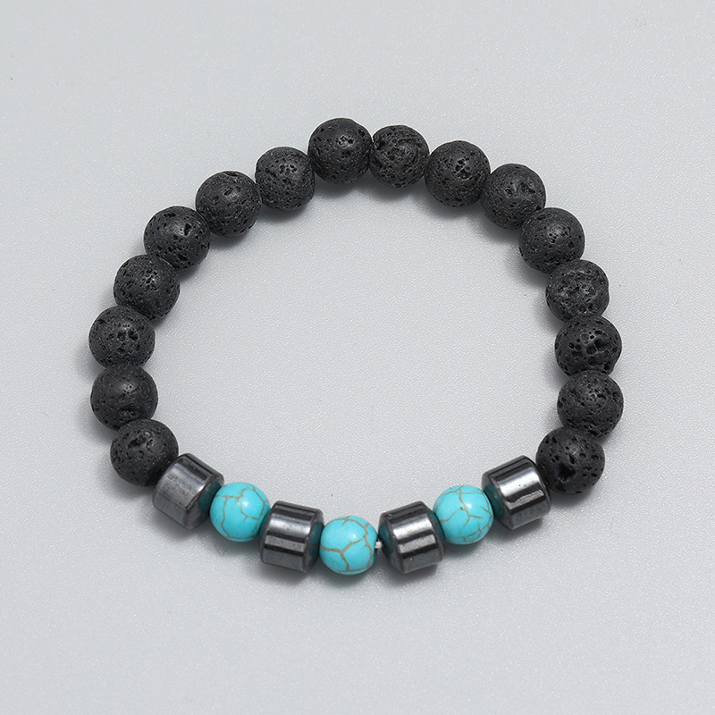 wholesale jewelry retro volcanic stone turquoise beaded bracelet nihaojewelry