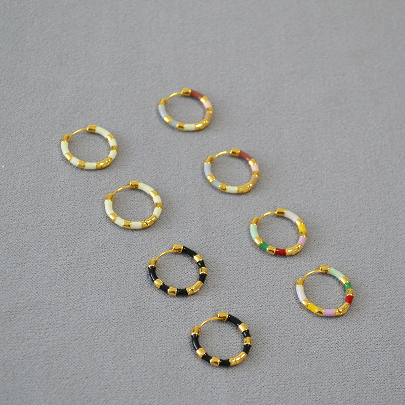 Style Simple Cercle Le Cuivre Émail Des Boucles D'Oreilles 1 Paire display picture 2