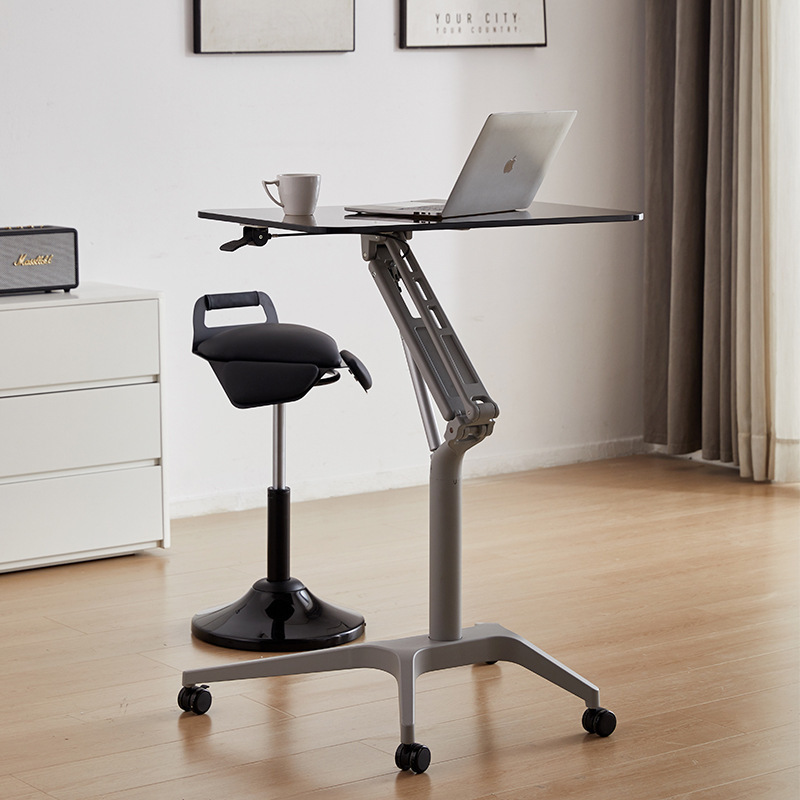 R^Standing Office Pneumatic Lift Table Automatic Movable Computer Lecture Podium Table Writing Study Desk