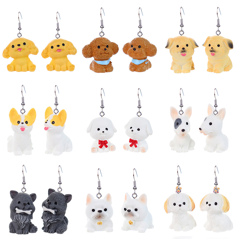 Cartoon Style Dog Plastic Resin Women's Drop Earrings display picture 1