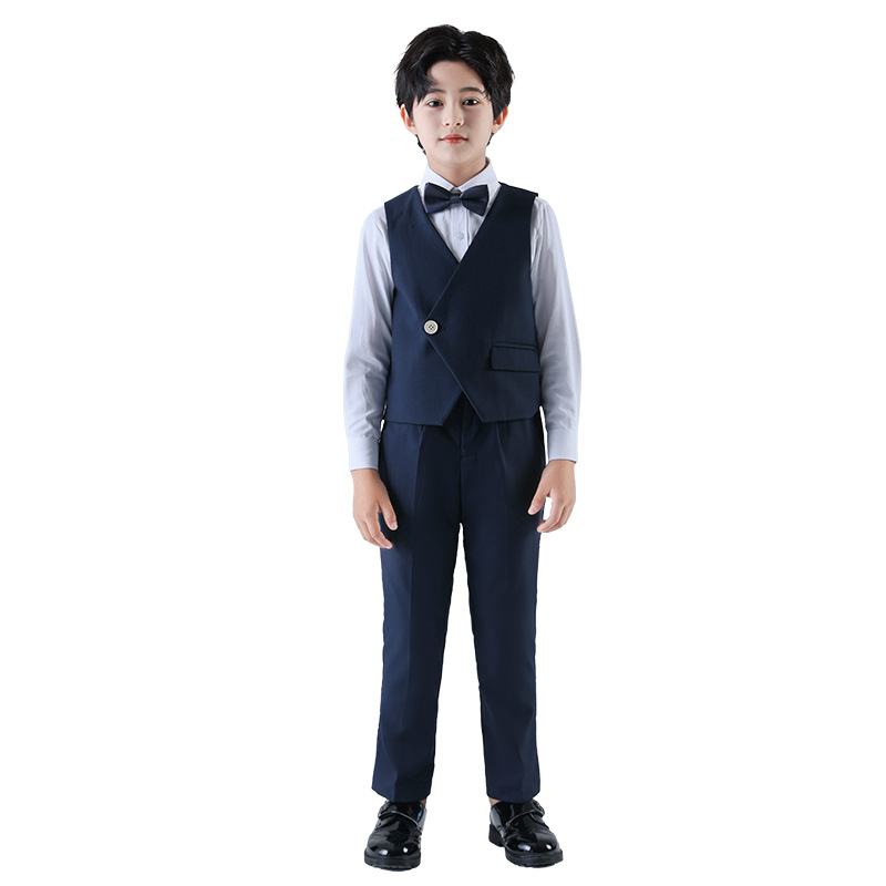 Trajes infantiles chaleco set 2024 otoño nuevos productos niños flores piano anfitrión cumpleaños show set