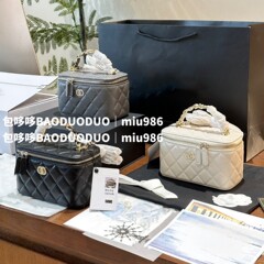 23k小香風ハンドルケースバッグエナメル手提げドリル羊皮化粧バッグ菱格チェーンシングルショルダーバッグ