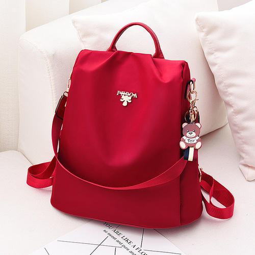 Women's 2024 New Trendy Korean Style Canvas Backpack Oxford Cloth Large Capacity Student School Bag Black Backpack