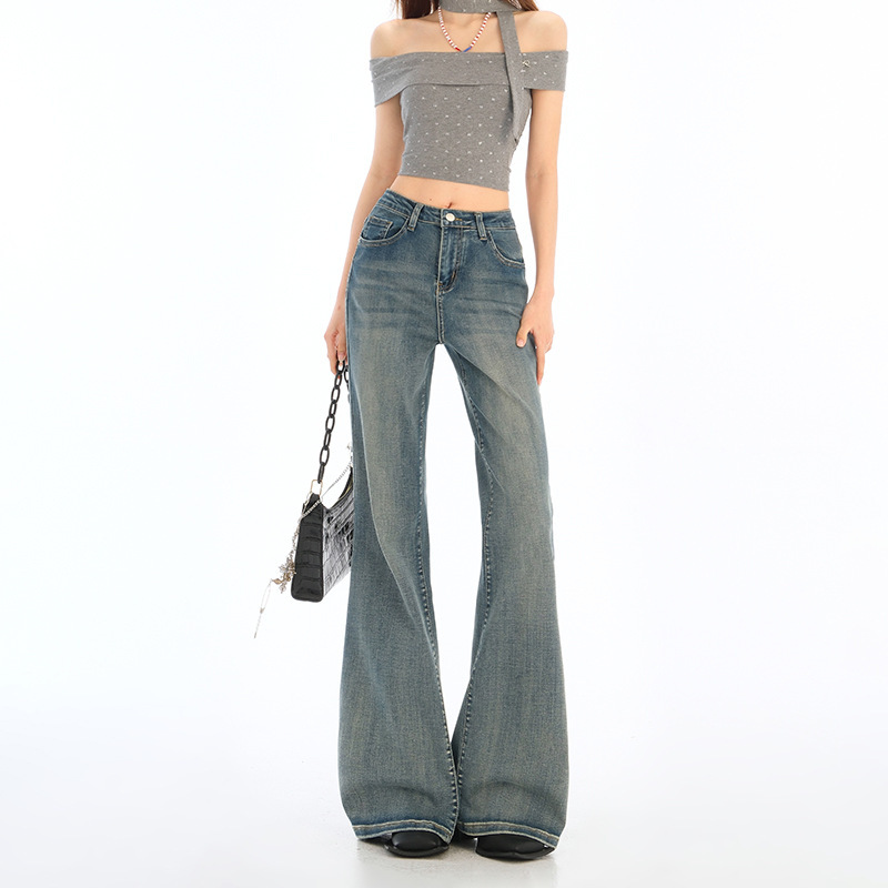 Stretchy Flared Jeans for Women 2025 Autumn New American Retro High-Waisted Slim Fit Petite Flared Pants Stretchy Flared Jeans for Women 2025 Autumn New American Retro High-Waisted Slim Fit Petite Flared Pants