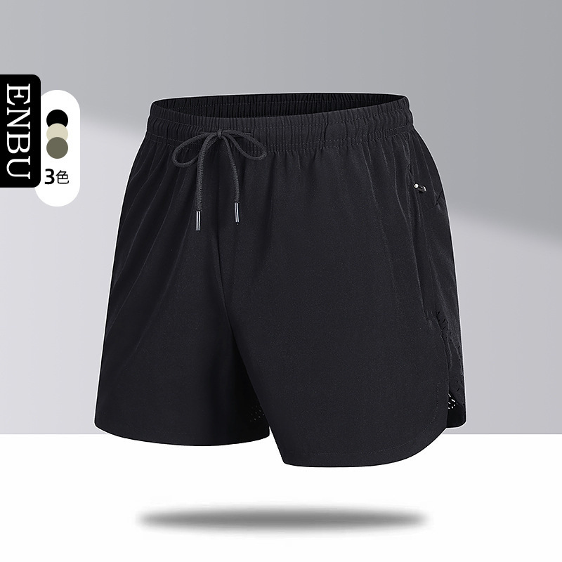 L-8XL 여름 새로운 남성 스포츠 빠른 건조 반바지 통기성 달리기 피트니스 아이스 실크 트리플 바지 캐주얼 아우터 착용