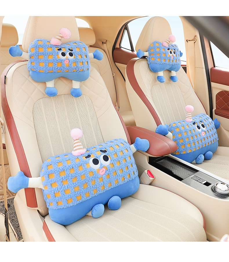 Cartoon car lumbar support, creative and cute car lumbar cushion for girls, car pillow and lumbar support, car interior accessories for women