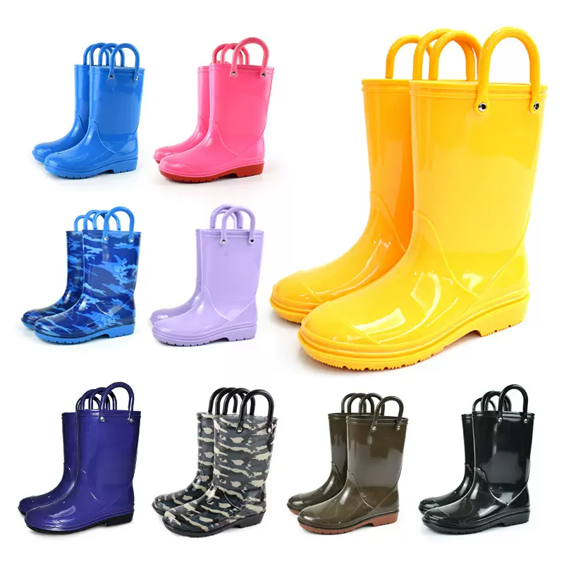 儿童水鞋男童女童幼儿园雨靴提手中筒宝宝雨鞋卡通防水靴防暴雨