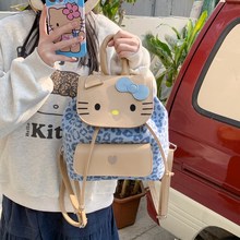 可爱软萌蝴蝶结猫咪双肩包女2025新款撞色豹纹包包迷你翻盖小背包