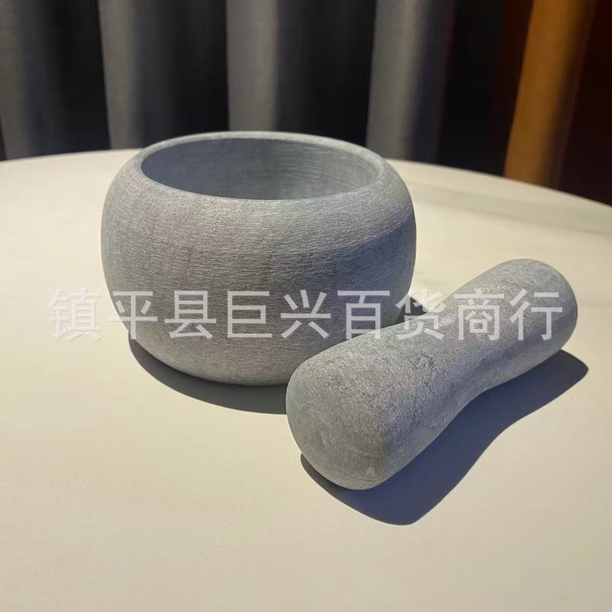 Stone Garlic Mortar with Pestle, Manual Traditional Garlic Mincer, Grinding Mortar for Home Kitchen, Herbal Medicine Crusher, Stone Grinding Jar