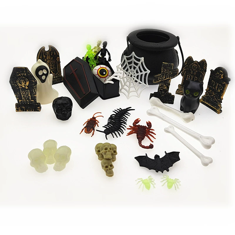 Layout, materials set, plastic human head with accessories, halloween