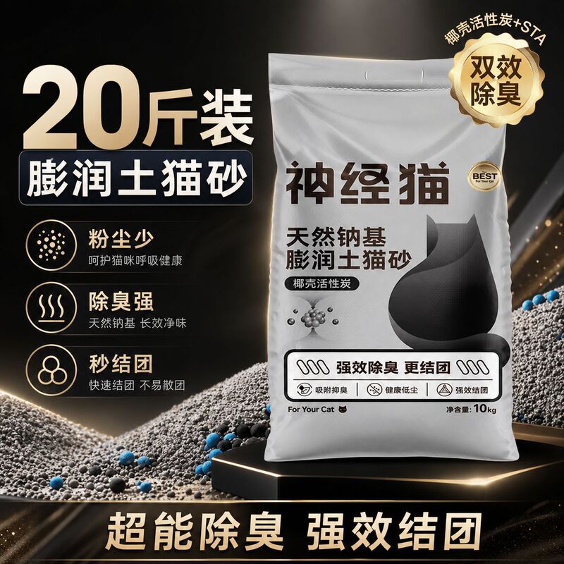 20kg agglomerated sodium-based ore sand low dust mixed cat litter 10kg wholesale cat supplies deodorant bentonite cat litter