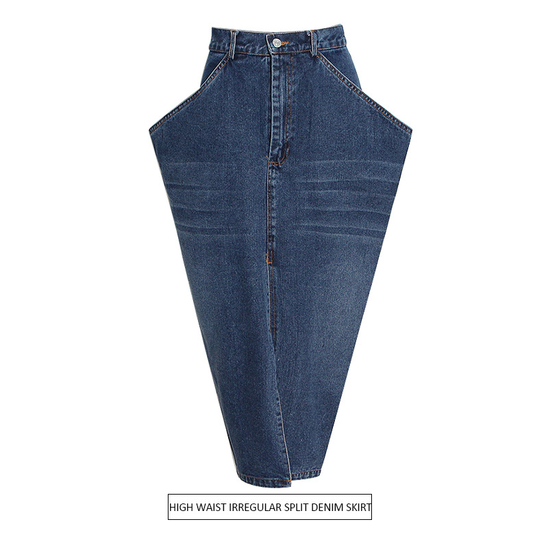 Street trendy inverted A-line denim skir...