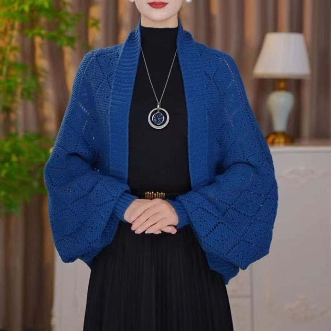 신상품 가을 겨울 니트 촘촘한 플레드 숄 따뜻하고 다재다능한 패션 기질 카디건 외국 스타일 아우터 웨어 크로스보더 핫 스타일