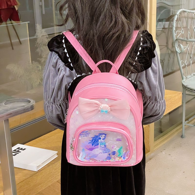 Jardín de infantes bebé mochila adorable arco transparente arena movida mochila de niñas nueva mochila de niños con sequillas