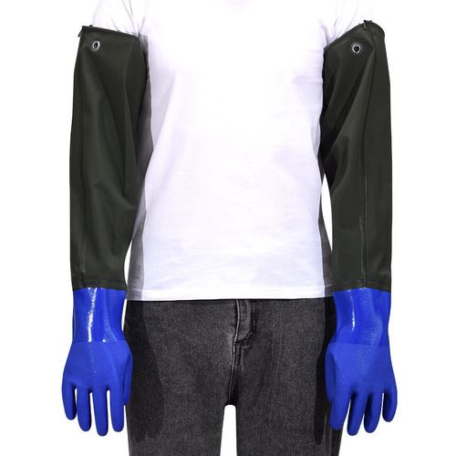 Extra long waterproof and velvet durable anti-cut aquatic fishing car washing thickened anti-slip labor protection gloves work protective gloves